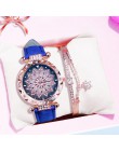 Luksusowe zegarki damskie zestaw bransoletek Starry Sky bransoletka damska zegarek Casual skórzany zegarek kwarcowy zegarek zega