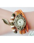 Multicolor wysokiej jakości kobiety prawdziwej skóry rocznika zegarek kwarcowy zegarki na rękę z paskiem liść prezent boże narod