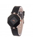 Kobiety zegarki Gem Cut geometria kryształ skórzany zegarek kwarcowy moda sukienka zegarek panie prezenty zegar Relogio Feminino