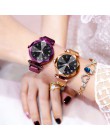 Zegarki damskie 2019 marka luksusowa bransoletka kwarcowy pasek ze stali nierdzewnej klamra magnetyczna Starry Sky Wrist Watch s
