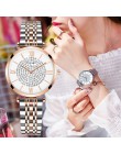 Gypsophila zegarki damskie w kształcie diamentu moda srebrna okrągła tarcza pasek ze stali nierdzewnej zegarek kwarcowy na rękę 