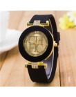 2018 nowy zwykłym skórzanym marki genewa zegarek kwarcowy na co dzień kobiety kryształ silikonowe zegarki Relogio Feminino Wrist