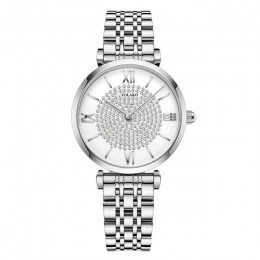 Gypsophila zegarki damskie w kształcie diamentu moda srebrna okrągła tarcza pasek ze stali nierdzewnej zegarek kwarcowy na rękę 