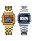 Nowe stylowe kobiety  x27s zegarki stalowe Watchband analogowy elektroniczny LED cyfrowy zegar Lady Wrist Watch reloj mujer 201