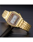 Nowe stylowe kobiety  x27s zegarki stalowe Watchband analogowy elektroniczny LED cyfrowy zegar Lady Wrist Watch reloj mujer 201
