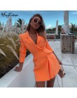 Hugcitar 2019 z długim rękawem szczupła marynarka sukienka jesień zima kobiety moda czysta orange streetwear stroje osłona przed