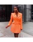 Hugcitar 2019 z długim rękawem szczupła marynarka sukienka jesień zima kobiety moda czysta orange streetwear stroje osłona przed