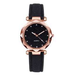 Zegarek damski Top marka kobiety zegarek Rhinestone Starry Sky zegarki skórzany zegarek kwarcowy kobieta zegar Reloj Mujer Kol S