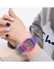 Różowe złoto kobiet cyfrowy zegarek wielofunkcyjny wodoodporny kobiet zegarki Gradient Unisex zegarek męski prostokąt dzieci zeg