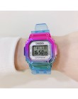 Różowe złoto kobiet cyfrowy zegarek wielofunkcyjny wodoodporny kobiet zegarki Gradient Unisex zegarek męski prostokąt dzieci zeg