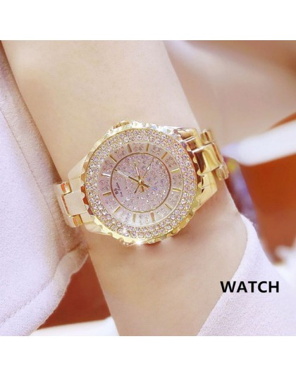 Kobiety zegarki złoty luksusowy markowy diament panie kwarcowe zegarki zegar ze stali nierdzewnej kobiet zegarek relogio feminin