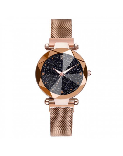 Kobiet zegarki luksusowe Starry Sky siatki ze stali nierdzewnej pasek magnetyczny Zegarek dla pań kwarcowy Zegarek na rękę Reloj