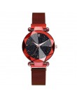 Kobiet zegarki luksusowe Starry Sky siatki ze stali nierdzewnej pasek magnetyczny Zegarek dla pań kwarcowy Zegarek na rękę Reloj
