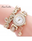 FanTeeDa Top marka kobiety bransoletki z zegarkiem panie miłość skórzany pasek Rhinestone zegarek kwarcowy na rękę luksusowa mod