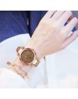 Casual kobiety romantyczne gwiaździste niebo bransoletka do zegarka na rękę skóra Rhinestone projektant panie zegar prosta sukie