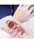 Casual kobiety romantyczne gwiaździste niebo bransoletka do zegarka na rękę skóra Rhinestone projektant panie zegar prosta sukie