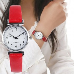 Klasyczne damskie na co dzień skóra Quartz pasek pasek zegarka okrągły zegar analogowy zegarki na rękę
