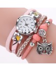 Kobiety dziewczęta zegar analogowy kwarcowy naszyjnik sowa sukienka damska bransoletki z zegarkiem Relogio Feminino Casual Bayan