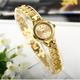 Kobiety bransoletka zegarek Mujer złoty Relojes mała tarcza kwarcowy luźny zegarek popularny zegarek godziny kobiece panie elega
