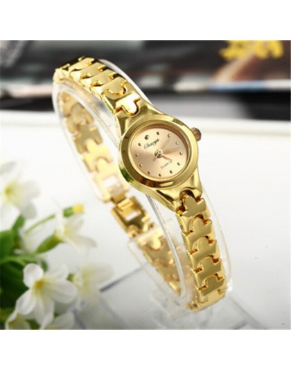Kobiety bransoletka zegarek Mujer złoty Relojes mała tarcza kwarcowy luźny zegarek popularny zegarek godziny kobiece panie elega