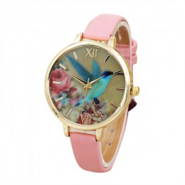 Modne niebieskie kolibry damski pasek skórzany do zegarka analogowe zegarki kwarcowe zegarki damskie okrągłe Retro zegary B30