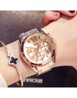 Luksusowe różowe złoto kobiet dorywczo zegarek wodoodporny kalendarz unikalny strój biznesowy kwarcowy zegarki dla kobiet złoty 