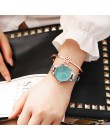 Luksusowe kobiety zielona tarcza bransoletka zegar kwarcowy moda metal srebrny pasek moda kreatywna sukienka zegarki dla pań kob