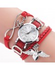 Marka duoya zegarki dla kobiet luksusowe srebrne serce wisiorek skórzany pasek Zegarek kwarcowy Zegarek Damski na rękę 2019 Zega