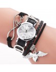 Marka duoya zegarki dla kobiet luksusowe srebrne serce wisiorek skórzany pasek Zegarek kwarcowy Zegarek Damski na rękę 2019 Zega