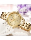 Nowy CURREN złoty zegarek kobiet zegarki damskie 9007 stalowe damskie bransoletki z zegarkiem kobieta zegar Relogio Feminino Mon