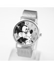 2019 moda marka Mickey najnowszy luksusowy zegarek kwarcowy pani szczupła siatka ze stali nierdzewnej pasek zegarka kobiet zegar