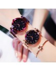 Luksusowe kobiety zegarki moda elegancka klamra magnetyczna Vibrato fioletowy panie zegarek 2019 nowy Starry Sky cyfra rzymska z