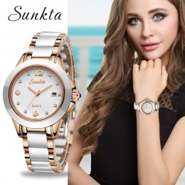 SUNKTA nowe różane złote zegarki damskie zegarki kwarcowe Top Damski luksusowy Zegarek Damski dziewczyna zegar żona prezent Zega