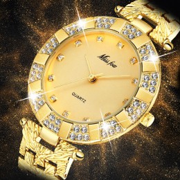 MISSFOX zegarki damskie luksusowe marki moda Casual Ladies Watch kobiety kwarcowy diament genewa bransoletka damska zegarki dla 