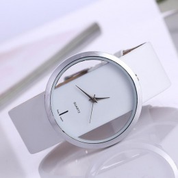 Moda damska zegarki zwykłym skórzanym przezroczystym tarczy kobiet zegarek szkielet panie zegar zegarek damski reloj mujer