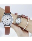 Klasyczne zegarki damskie na co dzień skóra Quartz pasek zegarek z branzoletką okrągły zegar analogowy zegarki na rękę