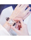 Damski diamentowy Zegarek gwiaździsta kwadratowa tarcza bransoletki z zegarkiem zestaw Damski skórzany pasek kwarcowy Zegarek Da