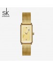Shengke kobiety zegarki moda genewa projektant panie zegarek luksusowy marka prostokąt złoty zegarek kwarcowy luksusowe prezenty