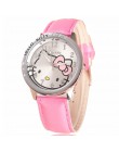 Hello Kitty Fahion zegarki dziewczyny dzieci Cartoon śliczny zegarek kwarcowy wiele kolorów skórzane zegarki dla dzieci Mujer Re