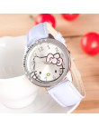 Hello Kitty Fahion zegarki dziewczyny dzieci Cartoon śliczny zegarek kwarcowy wiele kolorów skórzane zegarki dla dzieci Mujer Re