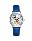 Oryginalny Disney nastolatek skórzany kwarcowy dzieci modne zegarki dzieci Mickey Mouse zegarek studencki chłopiec najlepszy pre
