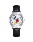 Oryginalny Disney nastolatek skórzany kwarcowy dzieci modne zegarki dzieci Mickey Mouse zegarek studencki chłopiec najlepszy pre