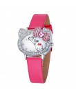 Hello kitty kobiety skórzany zegarek dla dziewczynek dzieci Student Infantil skórzany zegarek z paskiem Relogio bajkowy zegarek 