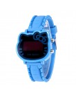 Hot Hello Kitty LED dzieci zegarki gumowy pasek dziecięcy zegarek moda dziewczyny dzieci cyfrowy zegarek zegar reloj mujer