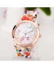 Kobiet zegarek 2019 silikonowy wydrukowano kwiat przyczynowe Quartz dziewczyny Sport Wrist zegarki luksusowe panie piękne relogi