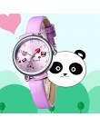 Zegarek dla dzieci KDM 2019 moda na co dzień uczeń dziewczyna zegarek chłopięcy Cute Cartoon Panda z prawdziwej skóry wodoodporn