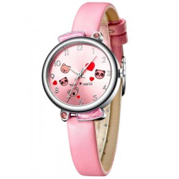 Zegarek dla dzieci KDM 2019 moda na co dzień uczeń dziewczyna zegarek chłopięcy Cute Cartoon Panda z prawdziwej skóry wodoodporn