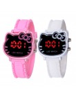 Bajkowy zegarek dla dzieci śliczne Hello Kitty kształt dzieci LED cyfrowe różowe zegarki elektroniczne moda silikonowy zegarek s