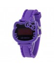 Bajkowy zegarek dla dzieci śliczne Hello Kitty kształt dzieci LED cyfrowe różowe zegarki elektroniczne moda silikonowy zegarek s