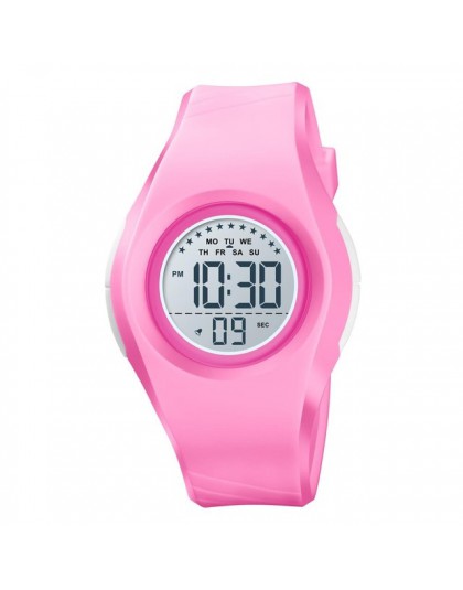 SKMEI dzieci wodoodporny zegarek chłopcy dziewczęta LED sportowe cyfrowe zegarki plastikowe dzieci Alarm data Casual Watch wybie